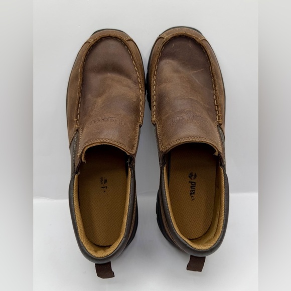 Timberland Boy, Dark Brown Leather Moc Toe Slip-Ons Loafer Shoes Size 6 - Picture 9 of 13